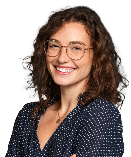 a young professional woman smiles at the camera