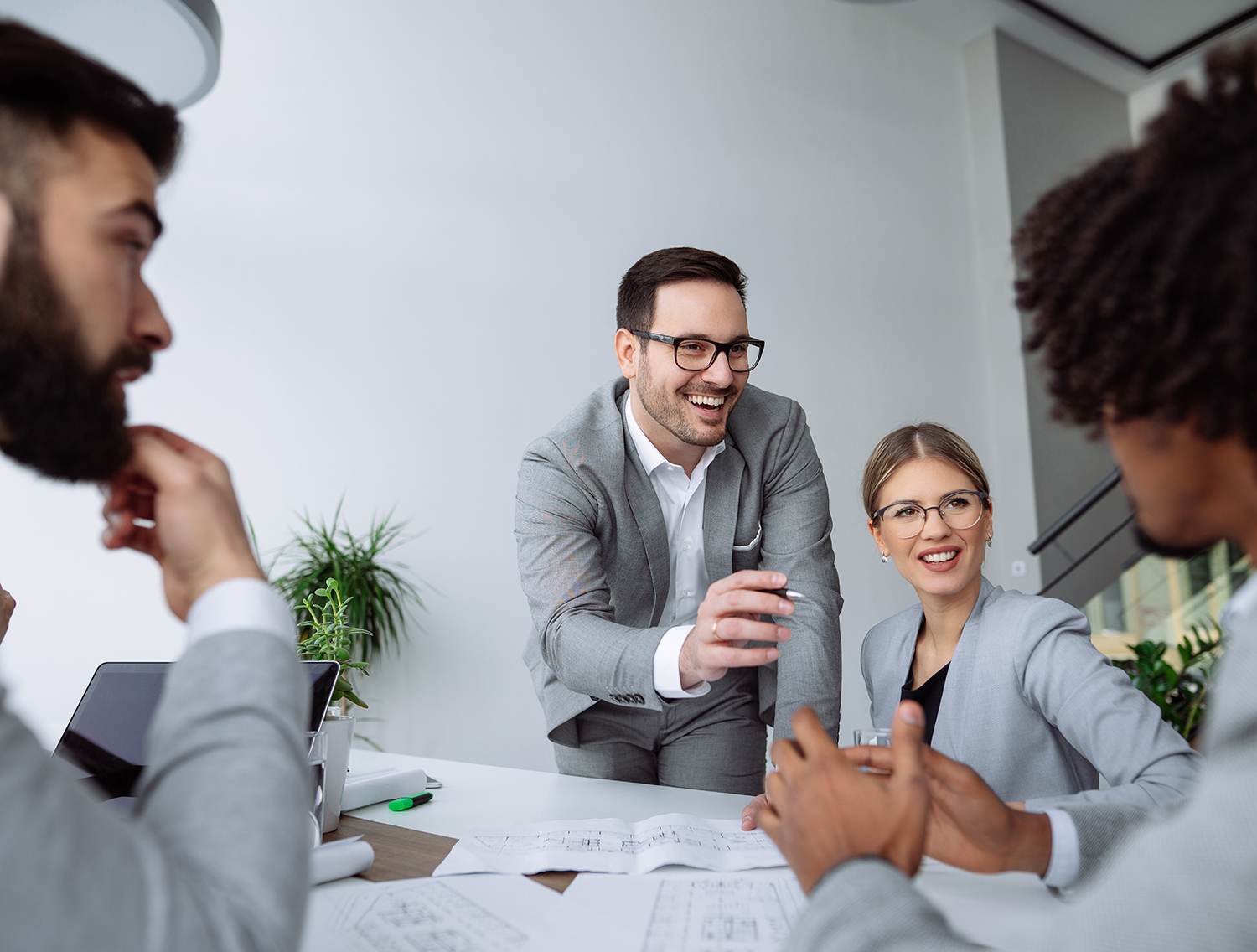 Architect presenting project plan in a meeting