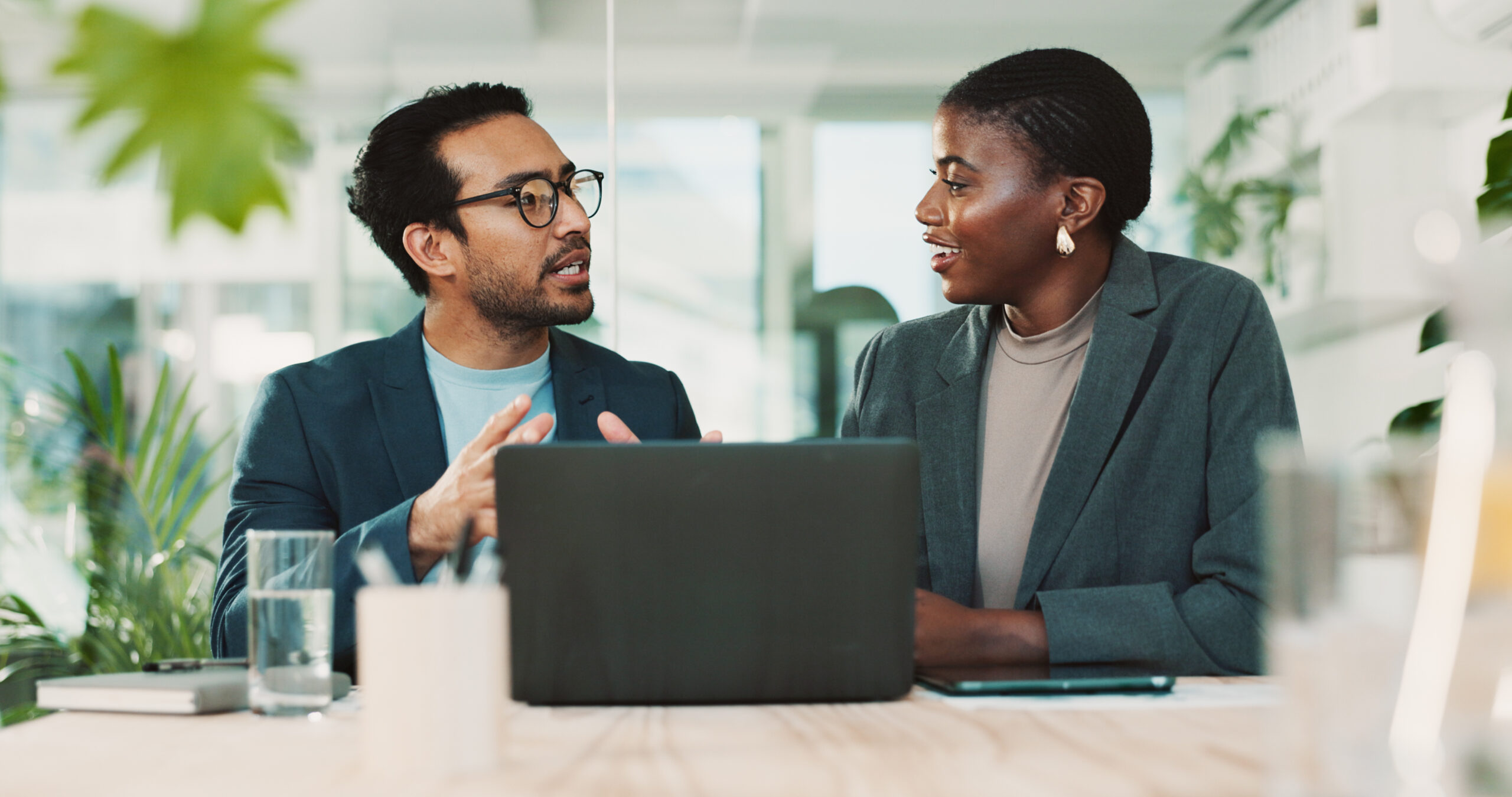 Man and woman having a discussion